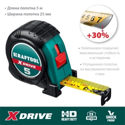 KRAFTOOL  X-Drive, 5 м х 25 мм, рулетка (34122-05-25) 34122-05-25_z02