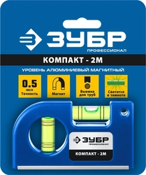 ЗУБР  КОМПАКТ - 2М, 85 мм, магнитный компактный уровень, Профессионал (34551) 34551