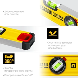 STAYER  PRO STABIL, 400 мм, усиленный профиль, магнитный уровень с поворотным глазком, Professional (3480-040) 3480-040