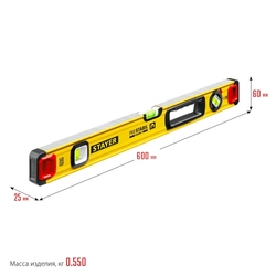 STAYER  PRO STABIL, 600 400 мм, усиленный профиль, магнитный уровень с поворотным глазком, Professional (3480-060) 3480-060