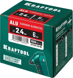 KRAFTOOL  Alu (Al5052), 2.4 x 6 мм, 1000 шт, алюминиевые заклепки (311701-24-06) 311701-24-06