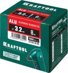 KRAFTOOL  Alu (Al5052), 3.2 x 8 мм, 1000 шт, алюминиевые заклепки (311701-32-08) 311701-32-08