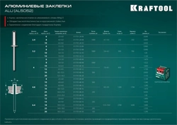 KRAFTOOL  Alu (Al5052), 4.0 x 12 мм, 1000 шт, алюминиевые заклепки (311701-40-12) 311701-40-12