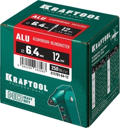 KRAFTOOL  Alu (Al5052), 6.4 x 12 мм, 250 шт, алюминиевые заклепки (311701-64-12) 311701-64-12