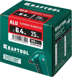 KRAFTOOL  Alu (Al5052), 6.4 x 25 мм, 200 шт, алюминиевые заклепки (311701-64-25) 311701-64-25