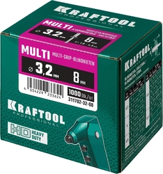 KRAFTOOL  Multi (Al5052), 3.2 x 8 мм, 1000 шт, многозажимные алюминиевые заклепки (311702-32-08) 311702-32-08