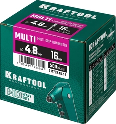 KRAFTOOL  Multi (Al5052), 4.8 x 16 мм, 500 шт, многозажимные алюминиевые заклепки (311702-48-16) 311702-48-16