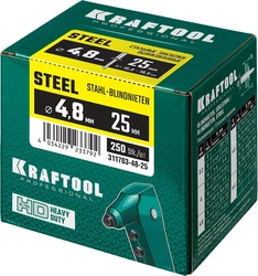 KRAFTOOL  Steel, 4.8 x 25 мм, 250 шт, стальные заклепки (311703-48-25) 311703-48-25