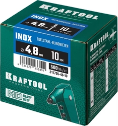 KRAFTOOL  Inox, 4.8 x 10 мм, 500 шт, нержавеющие заклепки (311705-48-10) 311705-48-10