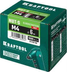 KRAFTOOL  Nut-S, М4, 1000 шт, резьбовые заклепки стальные с насечками (311707-04) 311707-04