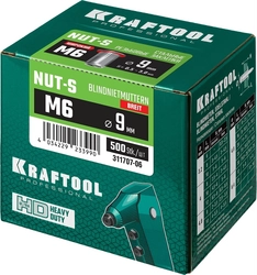 KRAFTOOL  Nut-S, М6, 500 шт, резьбовые заклепки стальные с насечками (311707-06) 311707-06