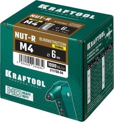 KRAFTOOL  Nut-R, М4, уменьш. бортик, 1000 шт, резьбовые заклепки стальные с насечками (311708-04) 311708-04