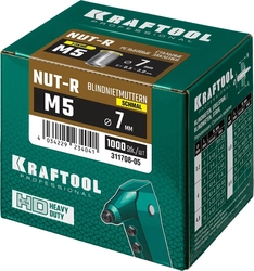KRAFTOOL  Nut-R, М5, уменьш. бортик, 1000 шт, резьбовые заклепки стальные с насечками (311708-05) 311708-05