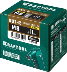 KRAFTOOL  Nut-R, М8, уменьш. бортик, 250 шт, резьбовые заклепки стальные с насечками (311708-08) 311708-08