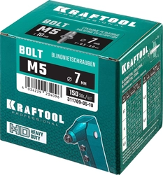 KRAFTOOL  Bolt, М5 x 9 мм, штифт 10 мм, 150 шт, стальные винтовые заклепки (311709-05-10) 311709-05-10