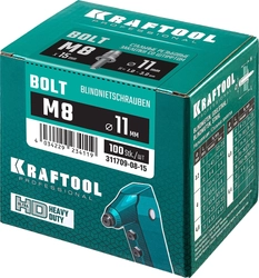 KRAFTOOL  Bolt, М8 x 12.5 мм, штифт 15 мм, 100 шт, стальные винтовые заклепки (311709-08-15) 311709-08-15