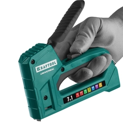 KRAFTOOL  Universal, 7-в-1: 53 (A/10/JT21) 23GA (6 - 14 мм)/140 (G/11/57) 20GA (8 - 14 мм)/13/53F/36/500, универсальный легкий степлер (31524) 31524