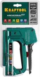 KRAFTOOL  Universal-HD, 6-в-1: 53 (A/10/JT21) 23GA (6 - 14 мм)/140 (G/11/57) 20GA (8 - 14 мм)/13/53F/300/500, универсальный алюминиевый степлер (3188) 3188