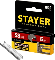 STAYER  тип 53 (A/10/JT21), 6 мм, 1000 шт, калибр 23GA, скобы для степлера, Professional (3159-06) 3159-06_z02