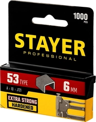 STAYER  тип 53 (A/10/JT21), 6 мм, 1000 шт, калибр 23GA, скобы для степлера, Professional (3159-06) 3159-06_z02