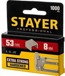 STAYER  тип 53 (A/10/JT21), 8 мм, 1000 шт, калибр 23GA, скобы для степлера, Professional (3159-08) 3159-08_z02