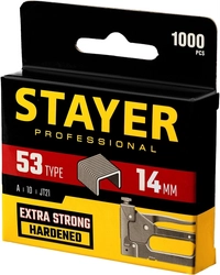 STAYER  тип 53 (A/10/JT21), 14 мм, 1000 шт, калибр 23GA, скобы для степлера, Professional (3159-14) 3159-14_z02