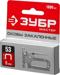 ЗУБР  тип 53 (A/10/JT21) 6 мм, 1000 шт, калибр 23GA, скобы для степлера (31625-06) 31625-06