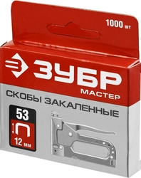 ЗУБР  тип 53 (A/10/JT21) 12 мм, 1000 шт, калибр 23GA, скобы для степлера (31625-12) 31625-12