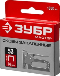ЗУБР  тип 53 (A/10/JT21) 14 мм, 1000 шт, калибр 23GA, скобы для степлера (31625-14) 31625-14