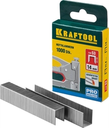 KRAFTOOL  тип 53 (A/10/JT21) 14 мм, 1000 шт, калибр 23GA, скобы для степлера (31670-14) 31670-14