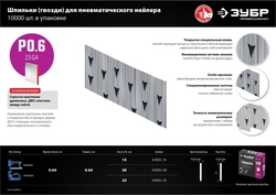 ЗУБР  тип 23GA (P0.6) 15 мм, 10 000 шт, шпильки для нейлера, Профессионал (31835-15) 31835-15