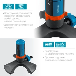 GRINDA  RX-2, с шестерённой передачей, пластиковый, на подставке, стационарный распылитель, PROLine (429303) 429303