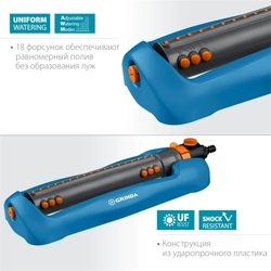GRINDA  RO-18P, 18 форсунок, ударопрочный пластик, веерный распылитель, PROLine (429341) 429341