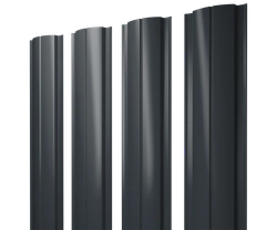 Штакетник Полукруглый Слим с прямым резом Grand Line 0,5 Velur RAL 7016 антрацитово-серый GL 544938