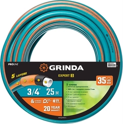 GRINDA  EXPERT 5, 3/4″ 25 м, 30 атм, пятислойный, текстильное армирование, поливочный шланг, PROLine (429007-3/4-25) 429007-3/4-25