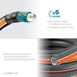 GRINDA  ULTRA 6, 1″, 25 м, 20 атм, шестислойный, двойное армирование, поливочный шланг, PROLine (429009-1-25) 429009-1-25