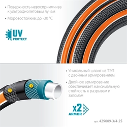 GRINDA  ULTRA 6, 3/4″, 25 м, 25 атм, шестислойный, двойное армирование, поливочный шланг, PROLine (429009-3/4-25) 429009-3/4-25