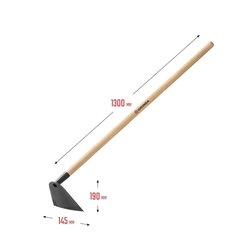 GRINDA  GH-190 WOOD, 190 x 145 x 1300 мм, трапециевидный профиль, углеродистая сталь, антикор. покрытие, деревянный черенок, мотыга (39597) 39597