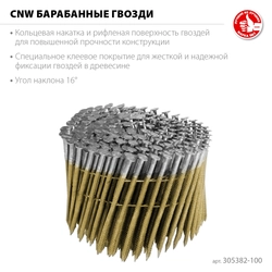 ЗУБР CNW 100 х 3.1 мм, барабанные гвозди рифленые, 2400 шт (305382-100) zb  305382-100