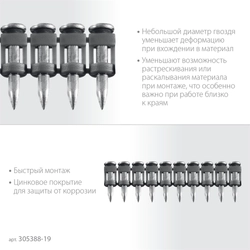 ЗУБР CN 19 х 2.7 мм, гвозди по бетону оцинкованные, 1000 шт (305388-19) zb  305388-19