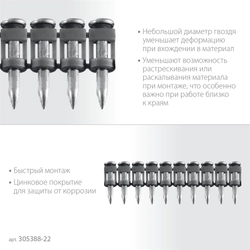 ЗУБР CN 22 х 2.7 мм, гвозди по бетону оцинкованные, 1000 шт (305388-22) zb  305388-22
