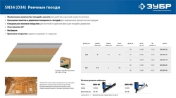 ЗУБР SN34 (D34) 50 х 2.8 мм, реечные гвозди рифленые оцинкованные, 5000 шт (305399-50) zb  305399-50