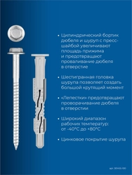 ЗУБР ФД-Ц 10x 100 мм, фасадный дюбель, нейлон/цинк, 50 шт (301455-100) zb  301455-100