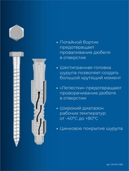 ЗУБР ФД-П 10 x 80 мм, фасадный дюбель, нейлон/цинк, 50 шт (301475-080) zb  301475-080