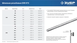 ЗУБР DIN 975, кл. пр. 6.8, М20 x 2000 мм, резьбовая шпилька, 1 шт, Профессионал (30336-20-2) zb  30336-20-2