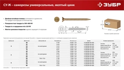 ЗУБР СУ-Ж 45 х 4.0 мм, желтый цинк, универсальный саморез, 14.56 кг (6000 шт.) (4-300390-40-045) zb  4-300390-40-045_z01