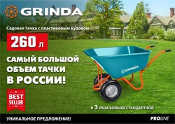 GRINDA  WP-20, пневматическое колесо для тачки, диаметр 380 мм, PROLine (422409) 422409