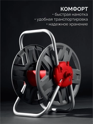 GRINDA HRM-60, для шлангов 60м x 1/2″ и 30м х 3/4″, стальные опоры, пластиковый барабан, катушка для шлангов (8-428410) zb  8-428410_z02