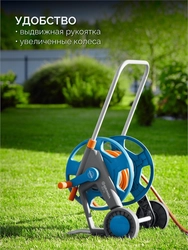GRINDA HCK-25, шланг 25м x 1/2″, поливочный набор 4 предмета, усиленные колеса, телескопическая ручка, катушка со шлангом в комплект ProLine (428461) zb  428461