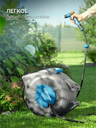 GRINDA HRA-30, шланг 30м x 1/2″, на поворотном кронштейне настенная, поливочный набор 4 предмета, катушка автоматическая со шлангом ProLine (428471) zb  428471